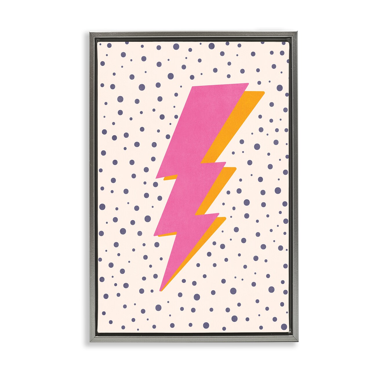 Stupell Industries Pink Dotted Lightning Bolt Framed Floater Canvas Wall Art Design by Nataly White